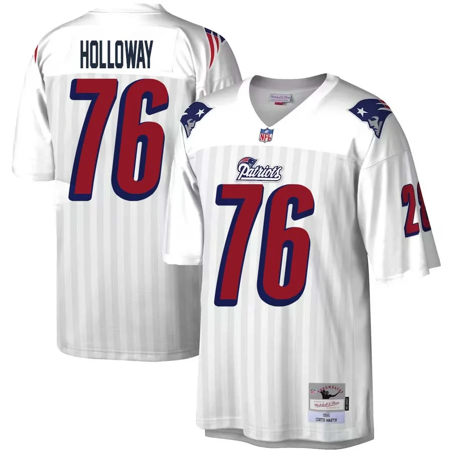 Brian Holloway No 76 Mitchell Ness White New England Patriots Legacy Replica Jersey for Men 1