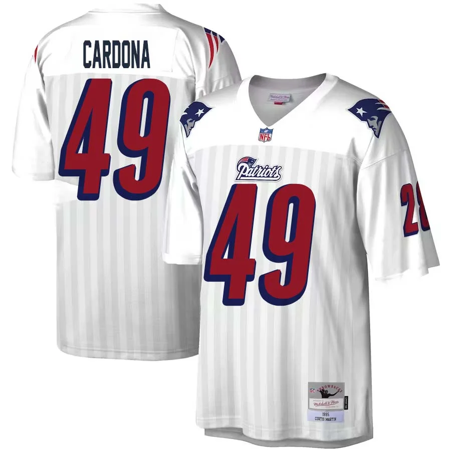 Joe Cardona No 49 Mitchell Ness White New England Patriots Legacy Replica Jersey for Men 1