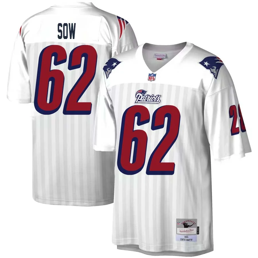 Sidy Sow No 62 Mitchell Ness White New England Patriots Legacy Replica Jersey for Men 1