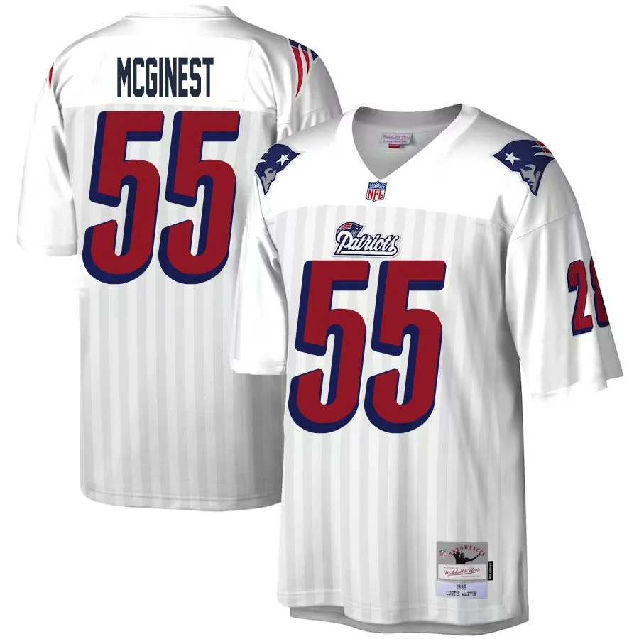Willie McGinest No 55 Mitchell Ness White New England Patriots Legacy Replica Jersey for Men 1