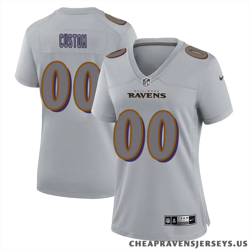 Custom Baltimore Ravens Atmosphere Fashion Game Jersey for Woman - Gray -