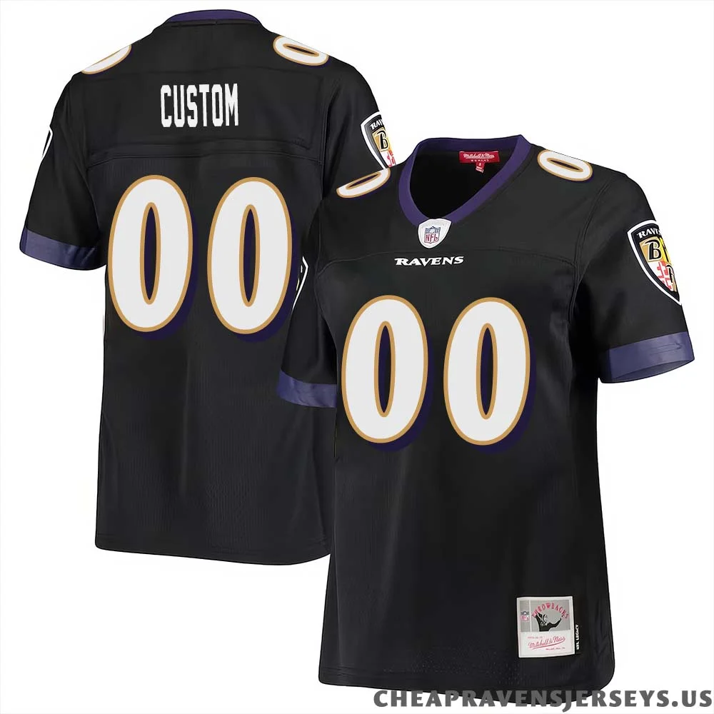Custom Baltimore Ravens Mitchell & Ness Woman-s Legacy  Team Jersey - Black