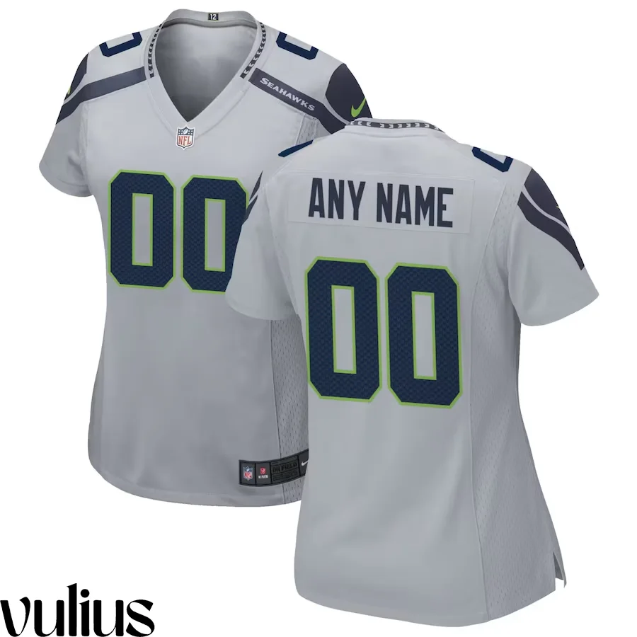 Seattle Seahawks Custom Jersey, Grey Woman's, Alternate Game Custom Jersey -