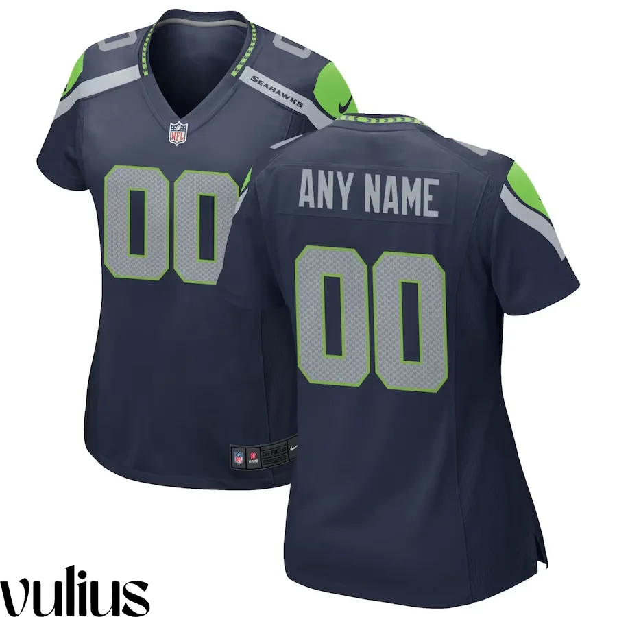 Seattle Seahawks Custom Jersey, Navy Woman's, Home Game Custom Jersey -