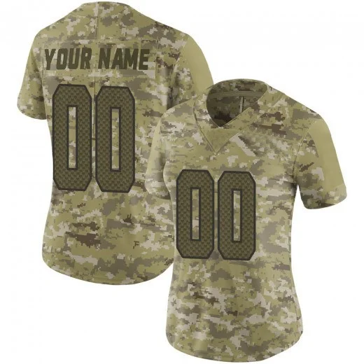 Woman's Custom Seattle Seahawks 2018 Salute to Service Jersey - Limited Camo -