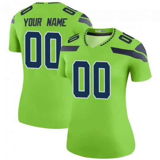 Woman's Custom Seattle Seahawks Color Rush Neon Jersey - Legend Green -