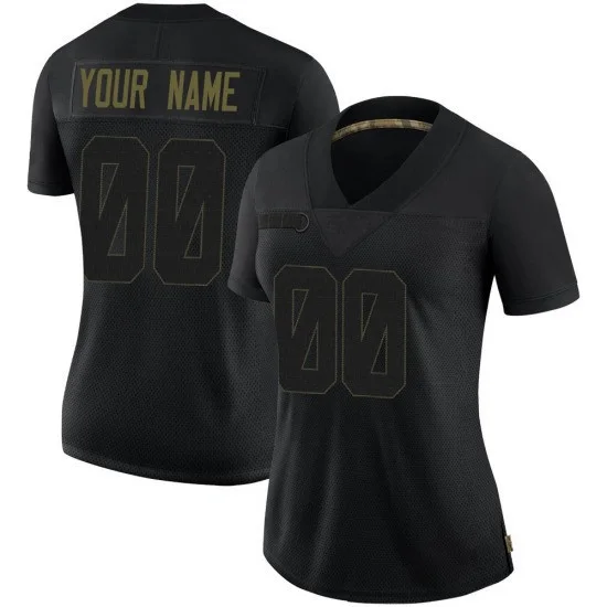 Woman's Custom Seattle Seahawks Limited Custom 2020 Salute To Service Jersey - Black -