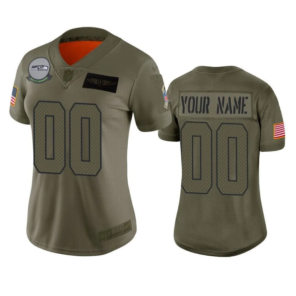 Woman's Seattle Seahawks Custom Camo 2019 Salute to Service Limited Jersey -
