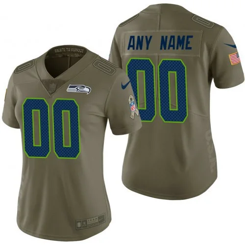 Woman's Seattle Seahawks Olive 2017 Salute to Service Limited Customized Jersey -