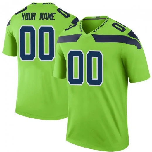 Youth's Custom Seattle Seahawks Color Rush Neon Jersey - Legend Green -