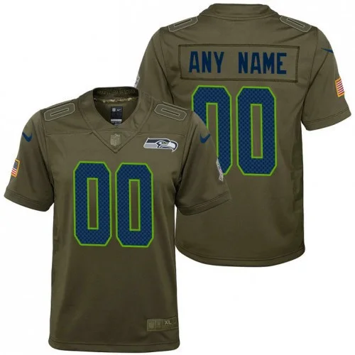 Youth's Seattle Seahawks Olive 2017 Salute to Service Game Customized Jersey -