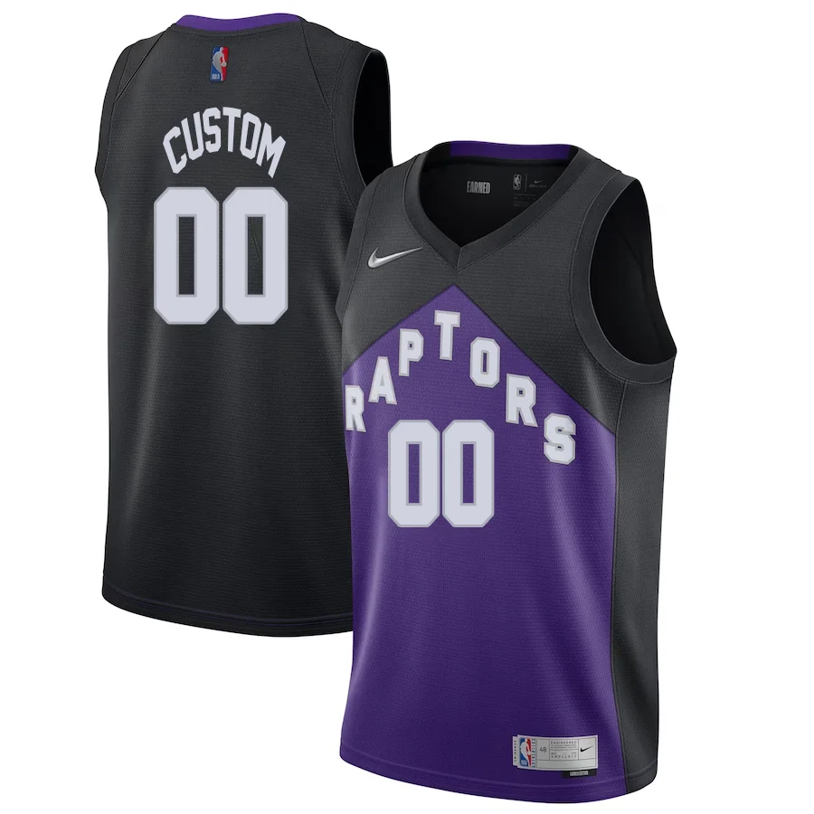 Custom Toronto Raptors Nike 2020-21 Swingman Player Jersey Black Purple - Earned Edition -