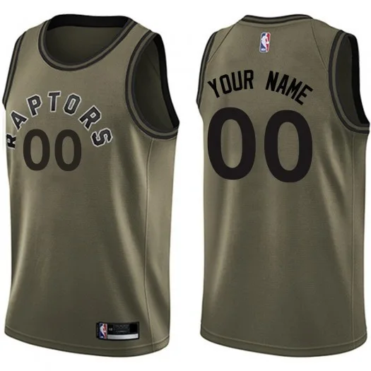 Youth's Custom Toronto Raptors Swingman Green Salute to Service Jersey -