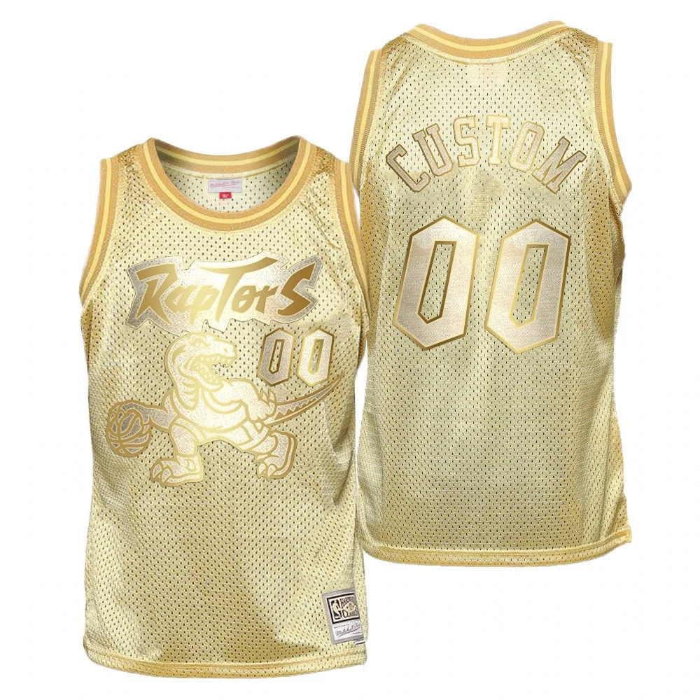 Youth's Toronto Raptors #00 Custom Midas SM Hardwood Classics Gold Jersey -