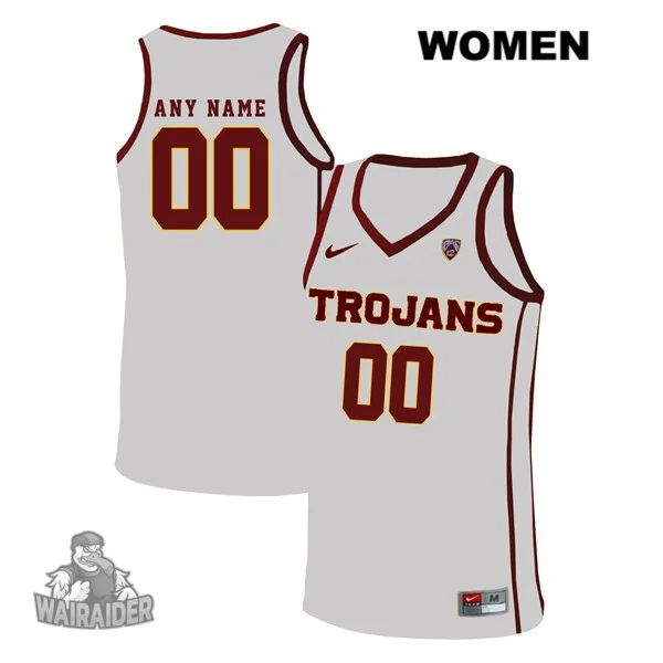 Woman's USC Trojans White Customized Football Jersey -