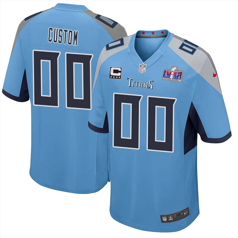Custom Alternate Tennessee Titans Super Bowl LVIII Limited Light Blue Jersey for Men -