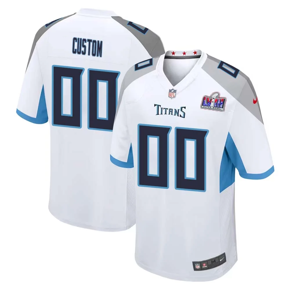 Custom Away Tennessee Titans Super Bowl LVIII Limited White Jersey for Youth -