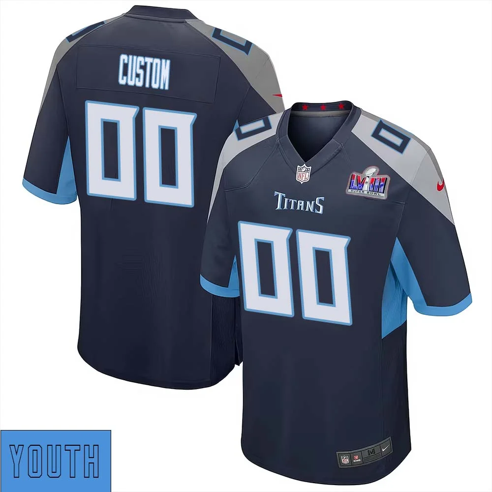 Custom Home Tennessee Titans Super Bowl LVIII Limited Black Jersey for Youth -