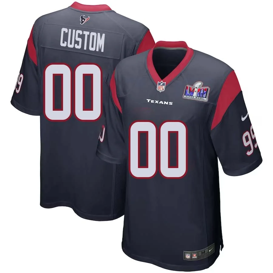 Custom Houston Texans Super Bowl LVIII Home Game Jersey for Mens -
