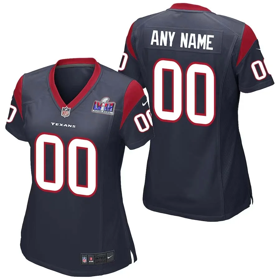 Custom Houston Texans Super Bowl LVIII Home Game Jersey for Woman -