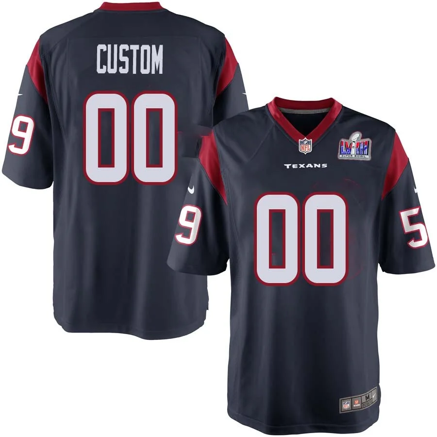 Custom Houston Texans Super Bowl LVIII Home Game Jersey for Youth -