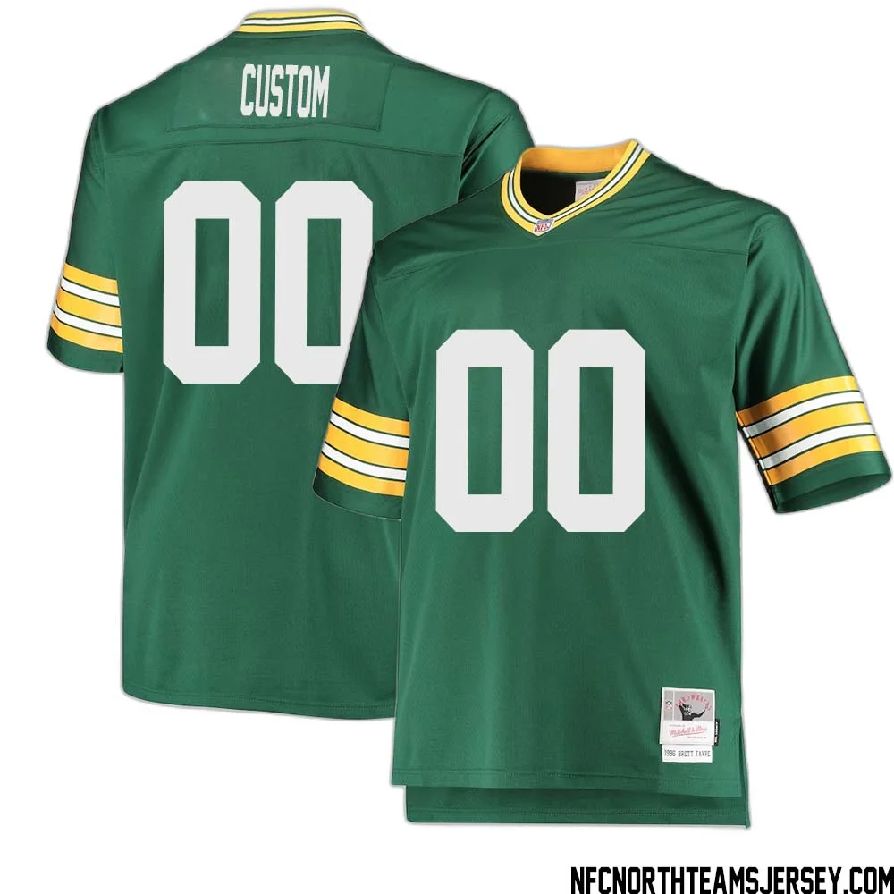 Custom Men Green Bay Packers Mitchell & Ness Big & Tall 1996 Retired Player  Jersey - Green