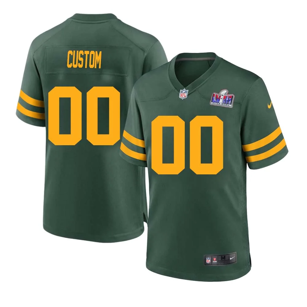 Custom Men Green Bay Packers Super Bowl LVIII Alternate Custom Jersey Green -