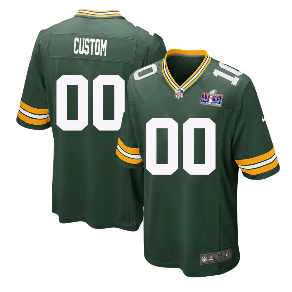 Custom Men Green Bay Packers Super Bowl LVIII Home Game Jersey -