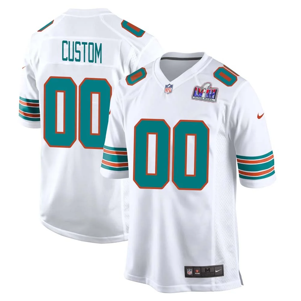 Custom Miami Dolphins Super Bowl LVIII Alternate Game Player Limited Jersey for Men - White -