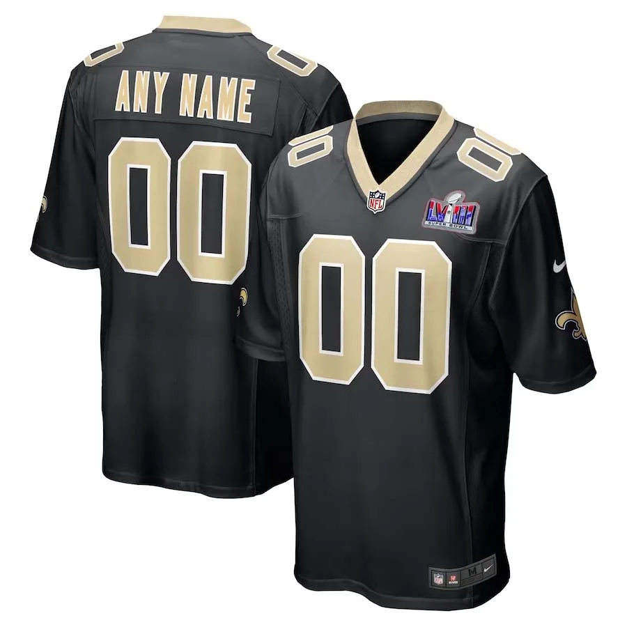 Custom New Orleans Saints Super Bowl LVIII Home Game Jersey NFL 2023 Draft First Round Pick - Black for Mens -