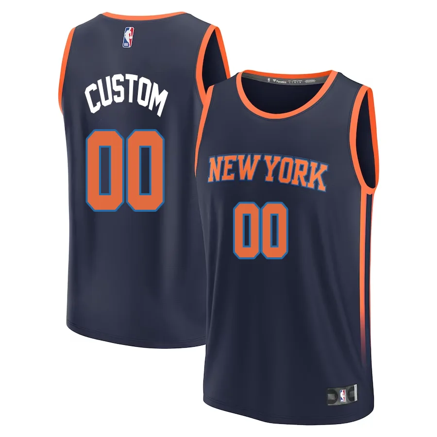 Custom New York Knicks Branded Fast Break  Player Jersey - Statement Edition - Navy