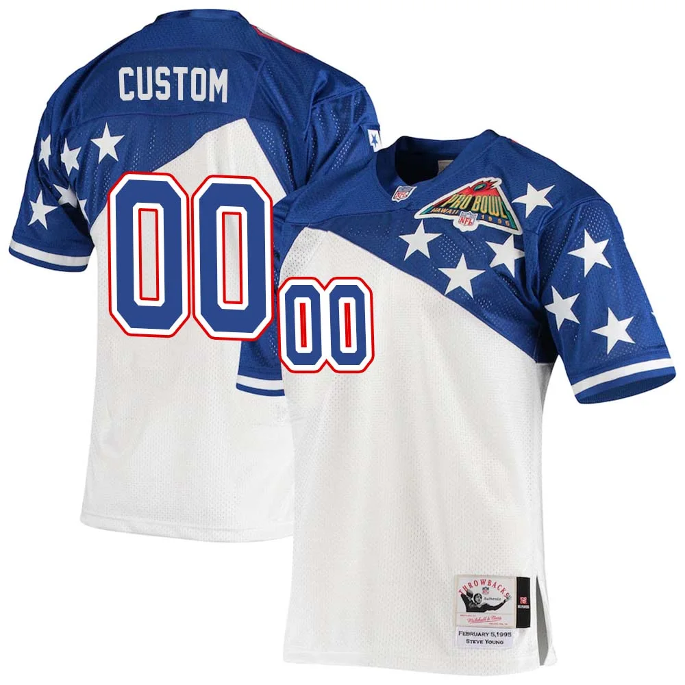 Custom NFC Mitchell & Ness 1994 Pro Bowl Authentic Jersey - White Blue -