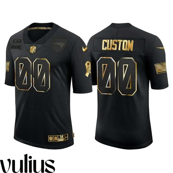 Customizable Patriots Jersey, Black Men's Jersey, 2020 Salute to Service Golden Limited Jersey -