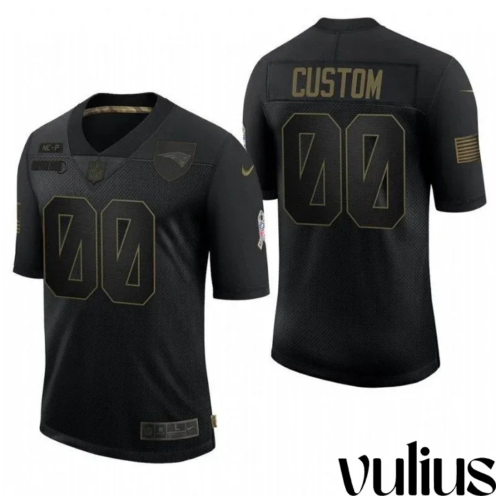 Customizable Patriots Jersey, Black Men's Jersey, 2020 Salute To Service Limited Jersey -
