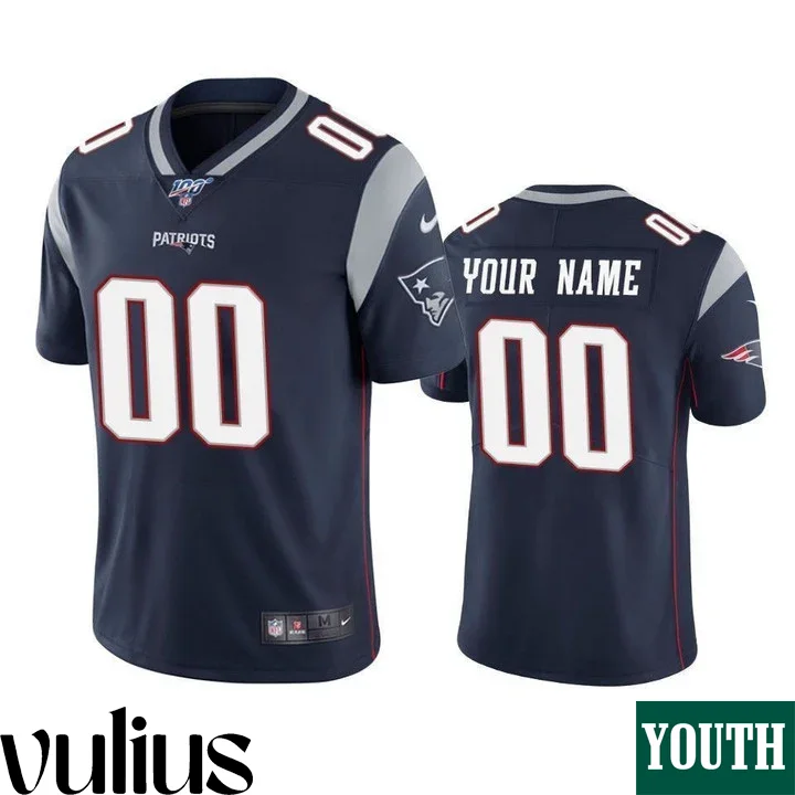 Customizable Patriots Jersey, Navy Men's Jersey, 100th Season Vapor Limited Jersey -
