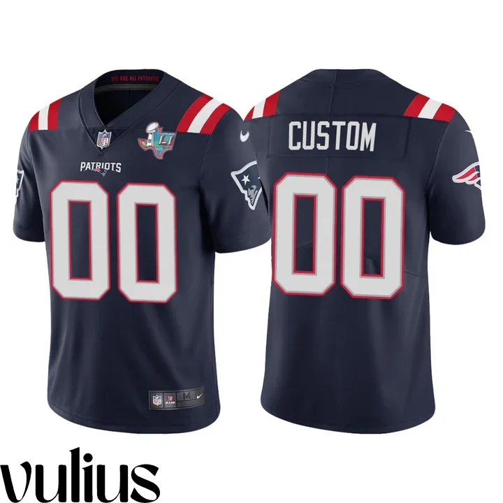 Customizable Patriots Jersey, Navy Men's Jersey, Super Bowl LI Patch Vapor Limited Jersey -