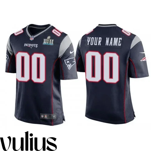 Customizable Patriots Jersey, Navy Men's Jersey, Super Bowl LII Bound Game Jersey -