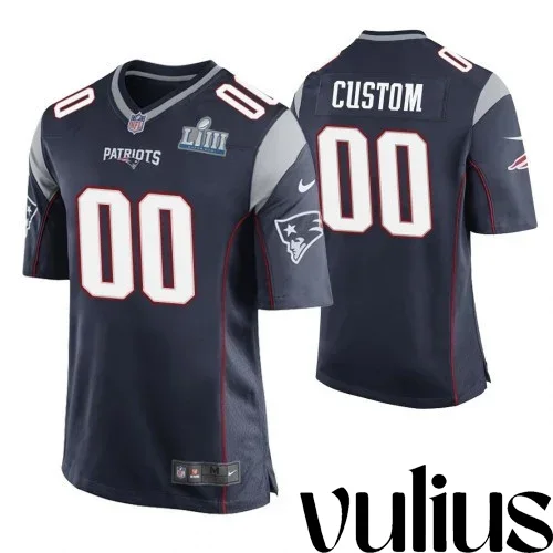 Customizable Patriots Jersey, Navy Men's Jersey, Super Bowl LIII Game Jersey -