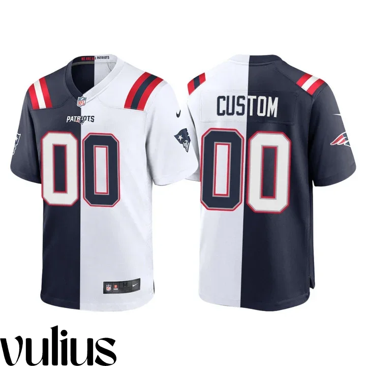 Customizable Patriots Jersey, Navy White Men's Jersey, Split Game Jersey -