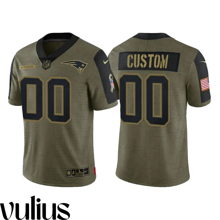 Customizable Patriots Jersey, Olive Men's Jersey, 2021 Salute To Service Limited Jersey -