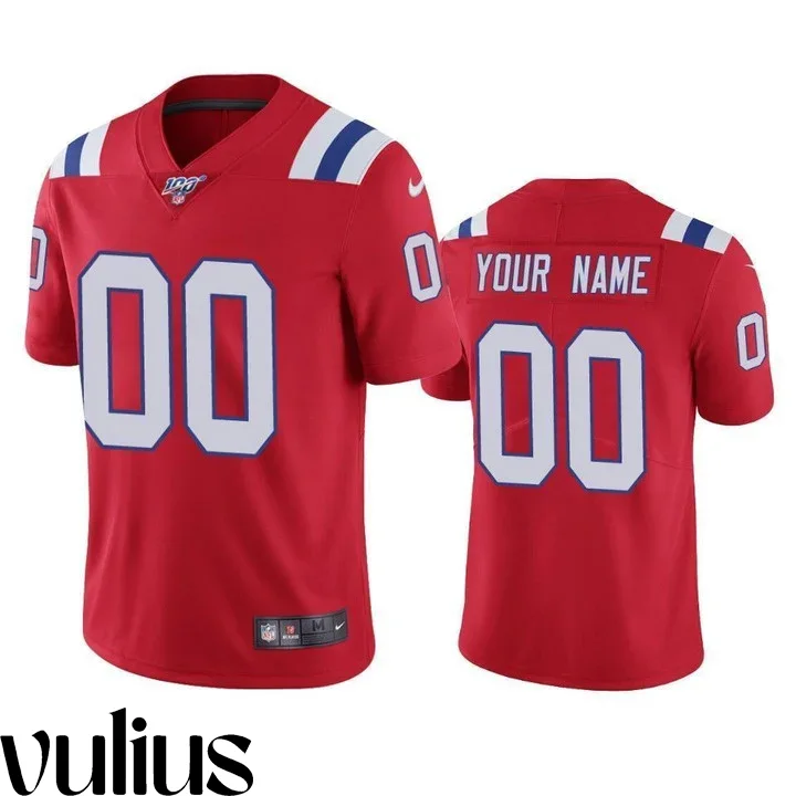 Customizable Patriots Jersey, Red Men's Jersey, 100th Season Vapor Limited Jersey -
