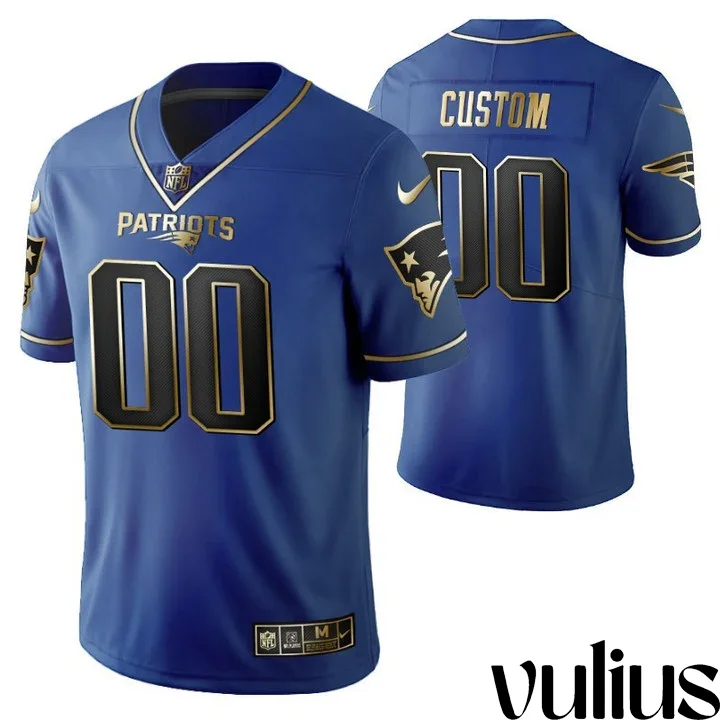 Customizable Patriots Jersey, Royal Men's Jersey, 2019 Father's Day Black Golden Edition Jersey -