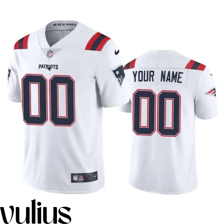 Customizable Patriots Jersey, White Men's Jersey, 2020 Vapor Limited Jersey -