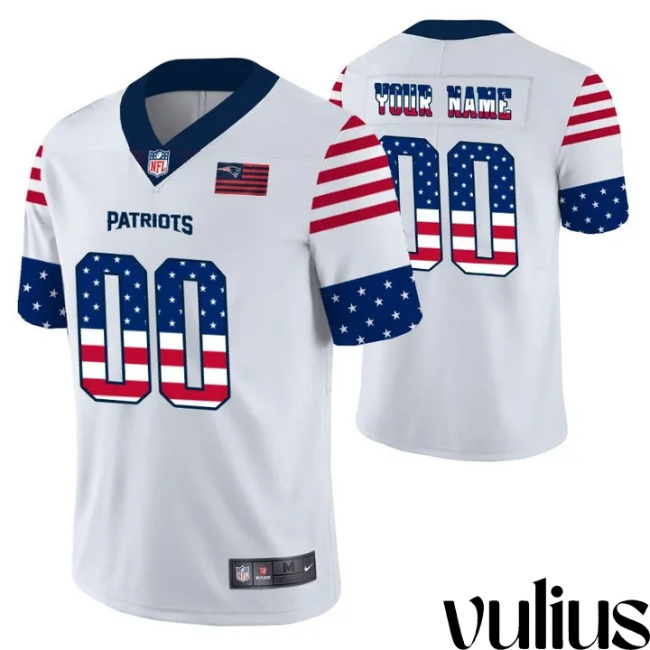 Customizable Patriots Jersey, White Men's Jersey, Independence Day Vapor Limited Jersey -