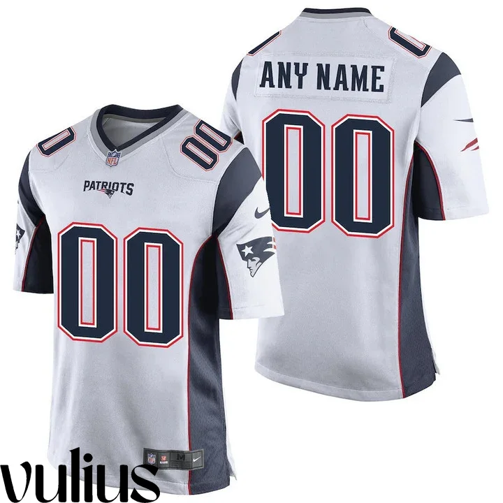 Customizable Patriots Jersey, White Men's Jersey, Road Game Jersey -