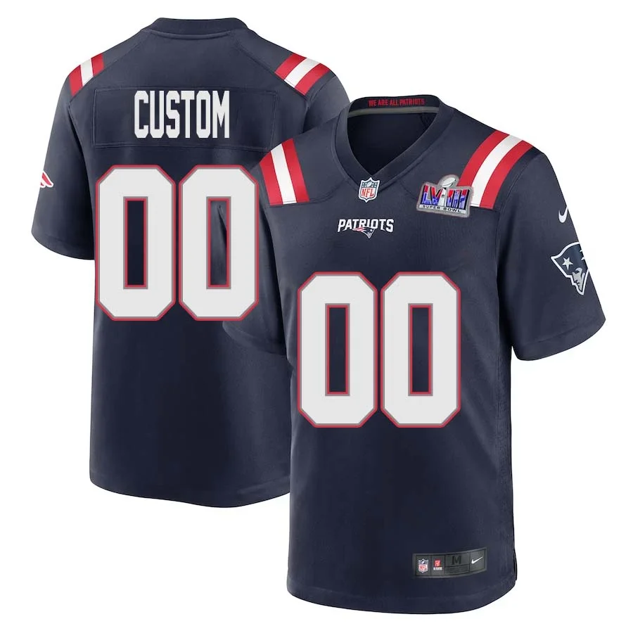 Men Custom Navy New England Patriots Super Bowl Alternate Home Game Player Jersey -