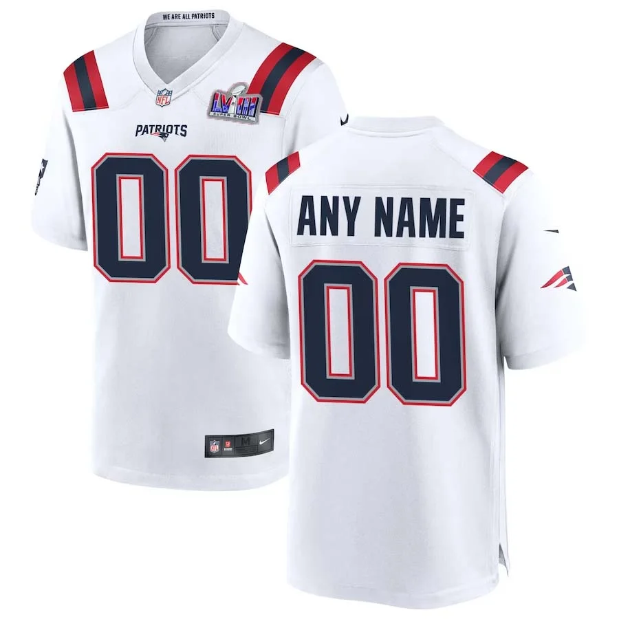 Men Custom White New England Patriots Super Bowl LVIII Away Vapor Limited Jersey -