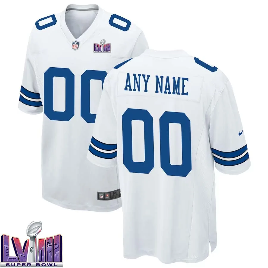 Men Dallas Cowboys Super Bowl LVIII Custom Game Jersey - White -