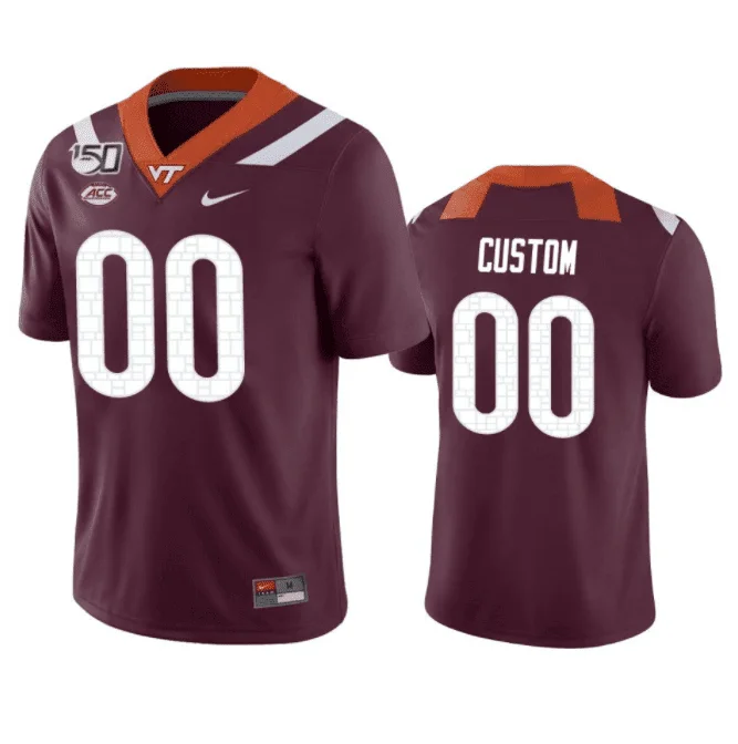 Men's #00 Game College Football Virginia Tech Hokies Custom Jersey Maroon -