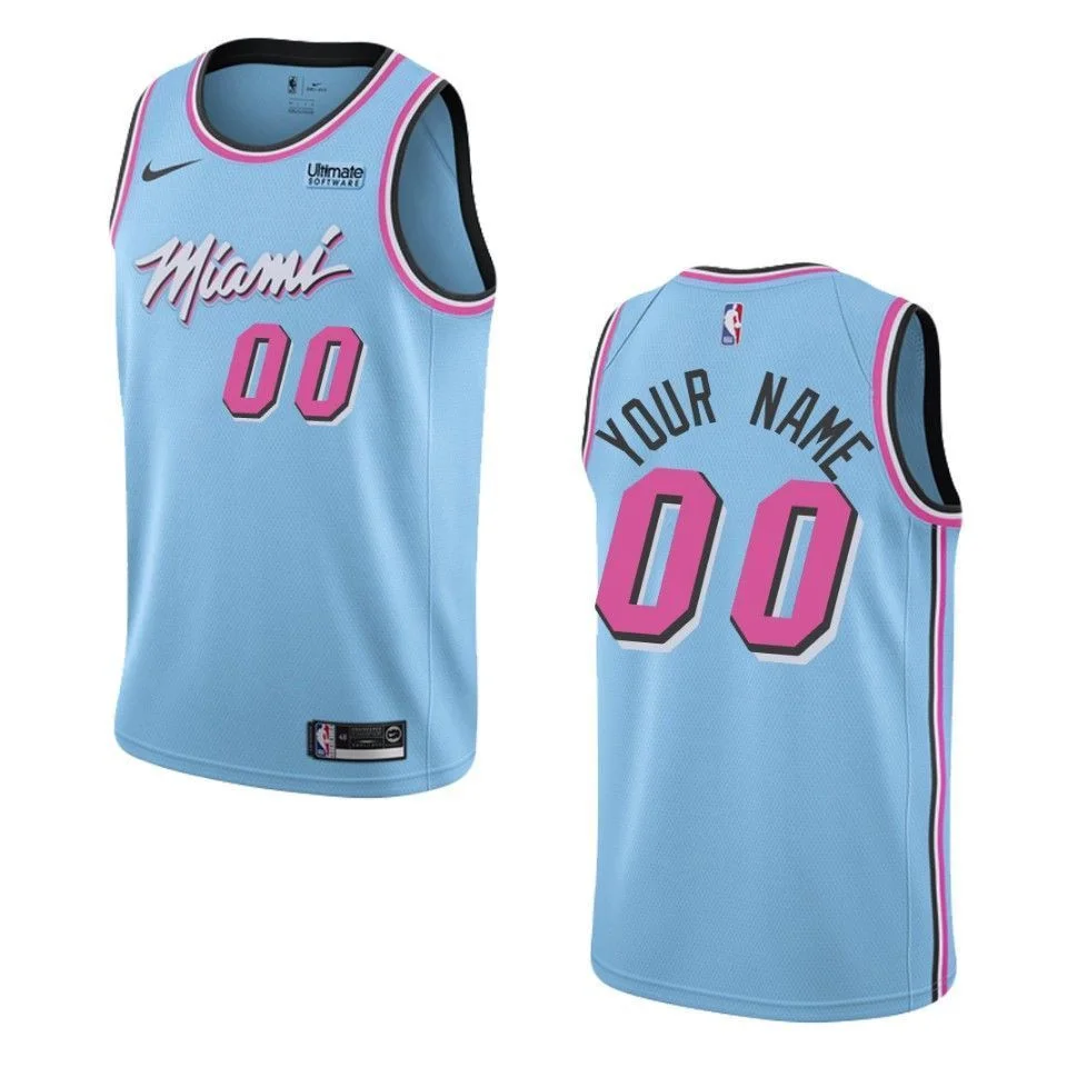 Men's 2019-20 Miami Heat #00 Custom City Swingman- Blue Jersey -